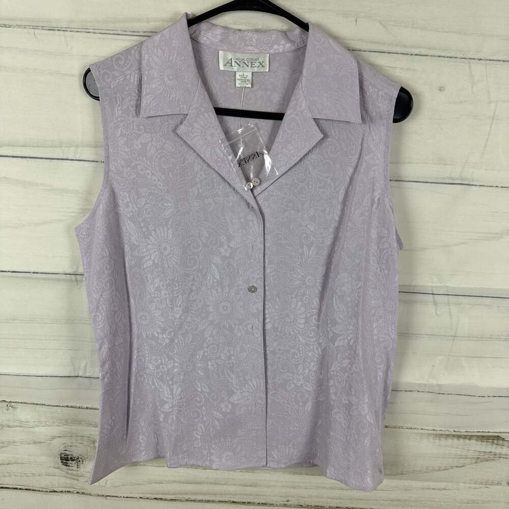 Vintage Casual Corner Annex Sleeveless Baby Blue Button Down Blouse